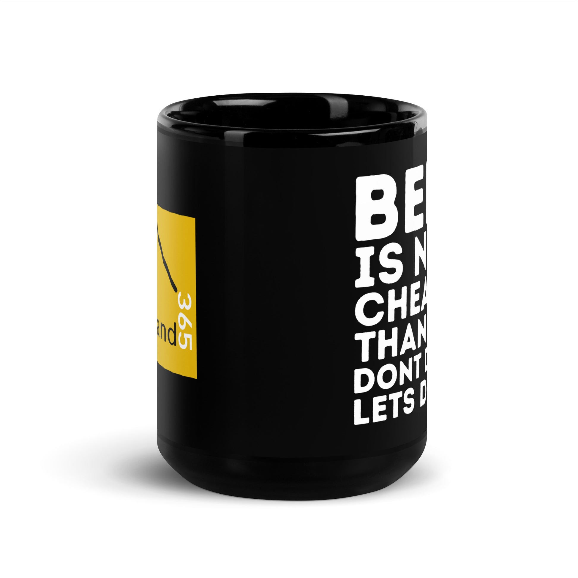 Beer is now cheaper than gas. Dont drive. Lets drink. Black 15oz coffee mug. overland365.com