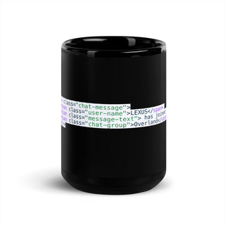 Lexus has joined the chat. HTML code. 15oz coffee mug. Black. Front. overland365.com