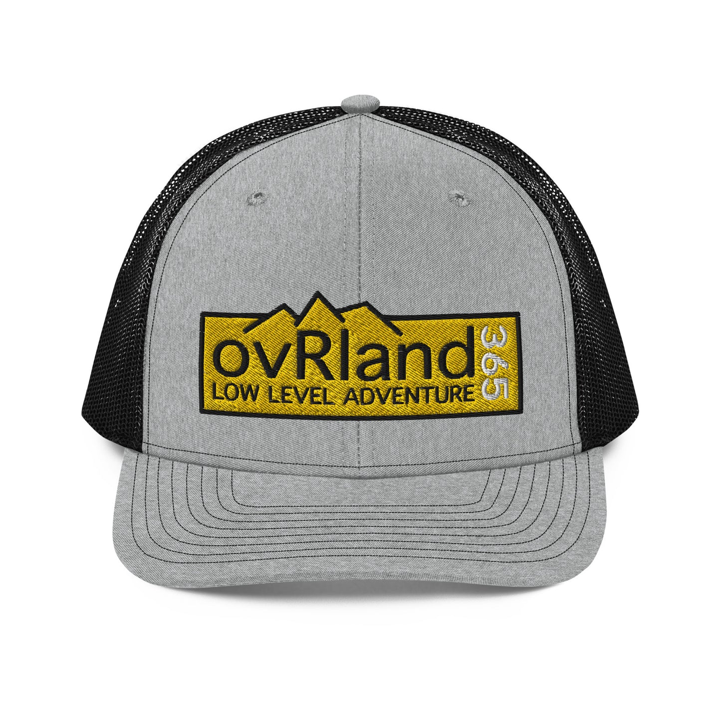 ovRland365 - Low Level Adventure overland hat. grey/black front view. overland365.com