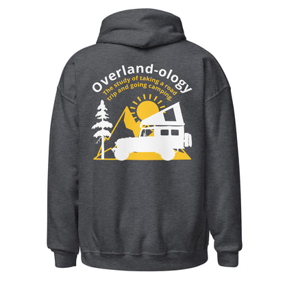 Overland-ology Hoodie. The study of road-trips and camping. Dark Grey. Back View. overland365.com