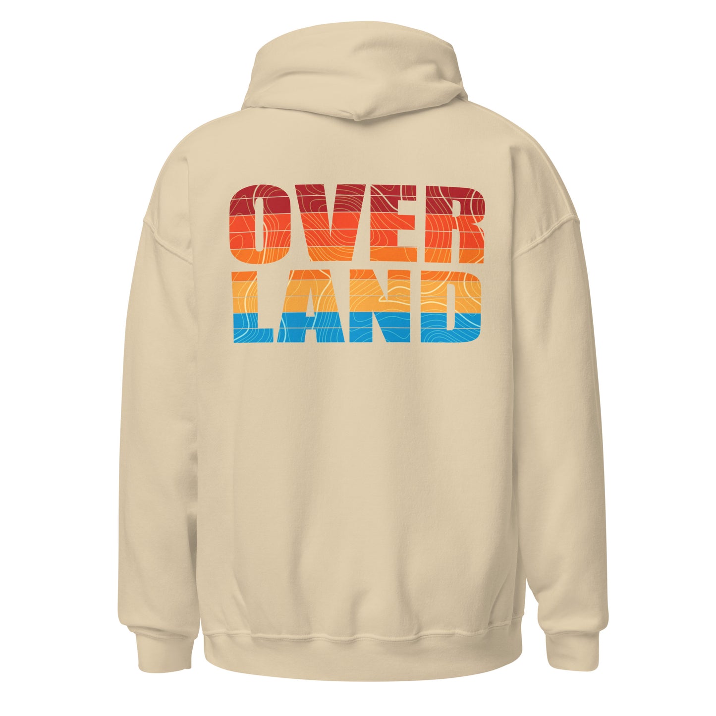OVER LAND sand hoodie. back view. overland365.com