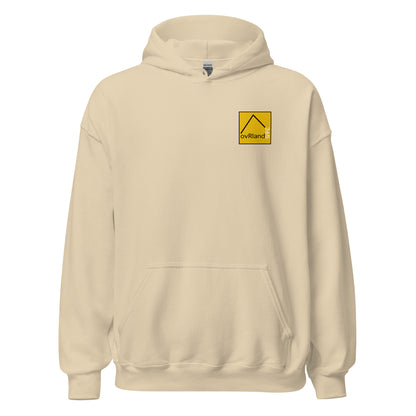OVER LAND sand hoodie. front view. overland365.com