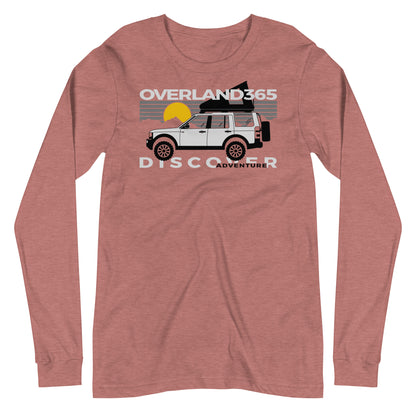 Discover Adventure. Land Rover Discovery inspired design. Long-sleeve. Pink. overland365.com