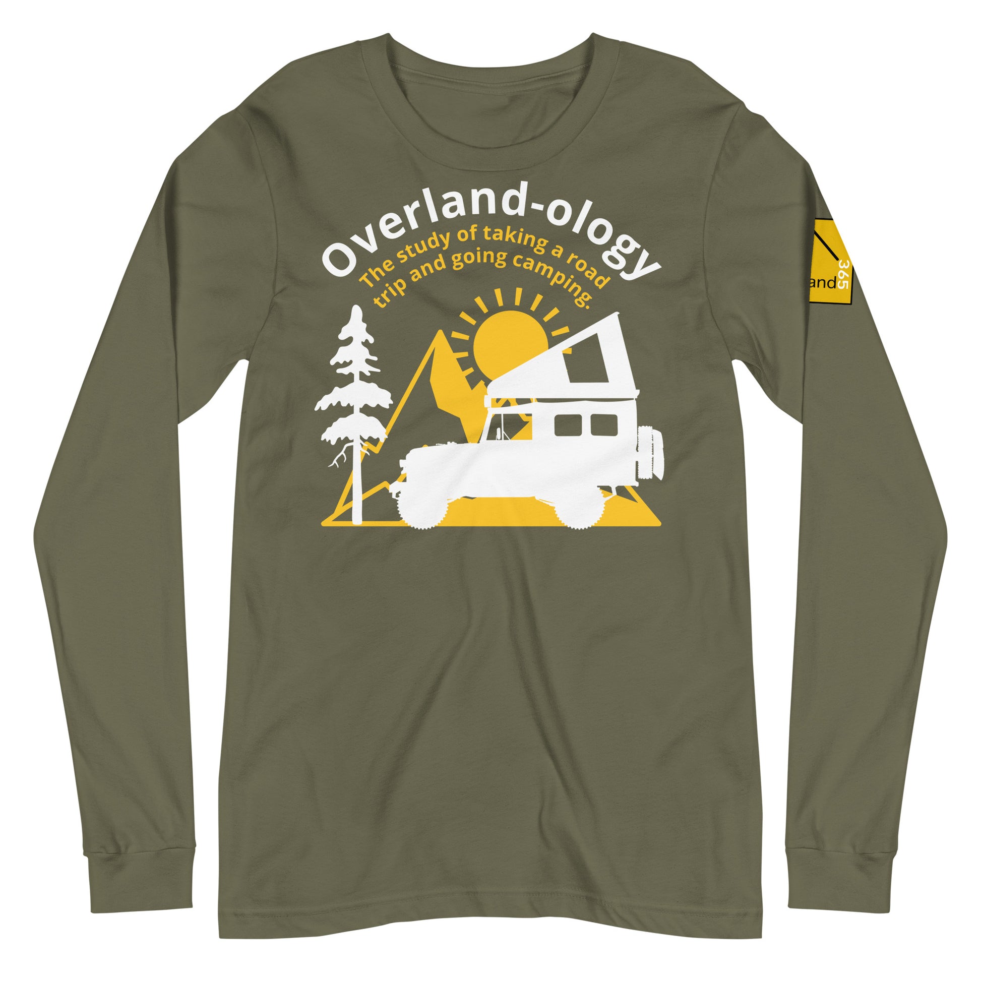Overland-ology - The study of taking a road trip and going camping. Green long-sleeve. overland365.com