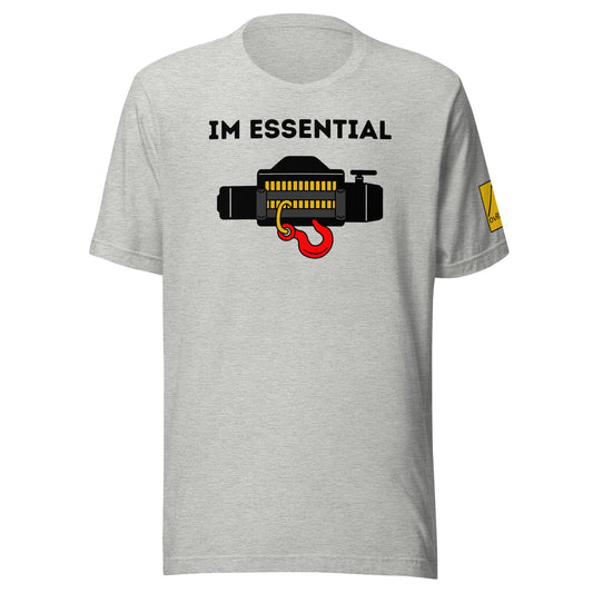 IM ESSENTIAL - Overland Off-roading recovery winch. Light Grey t-shirt. overland365.com