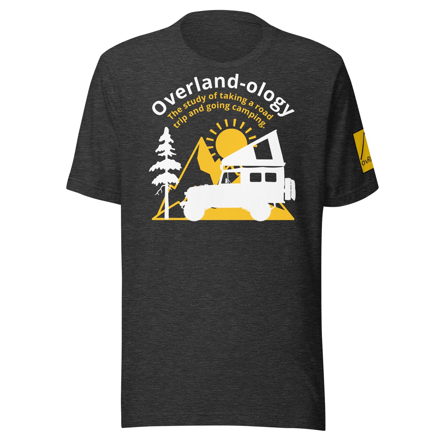 Overland-ology - The study of taking a road trip and going camping. Dark Grey t-shirt. overland365.com