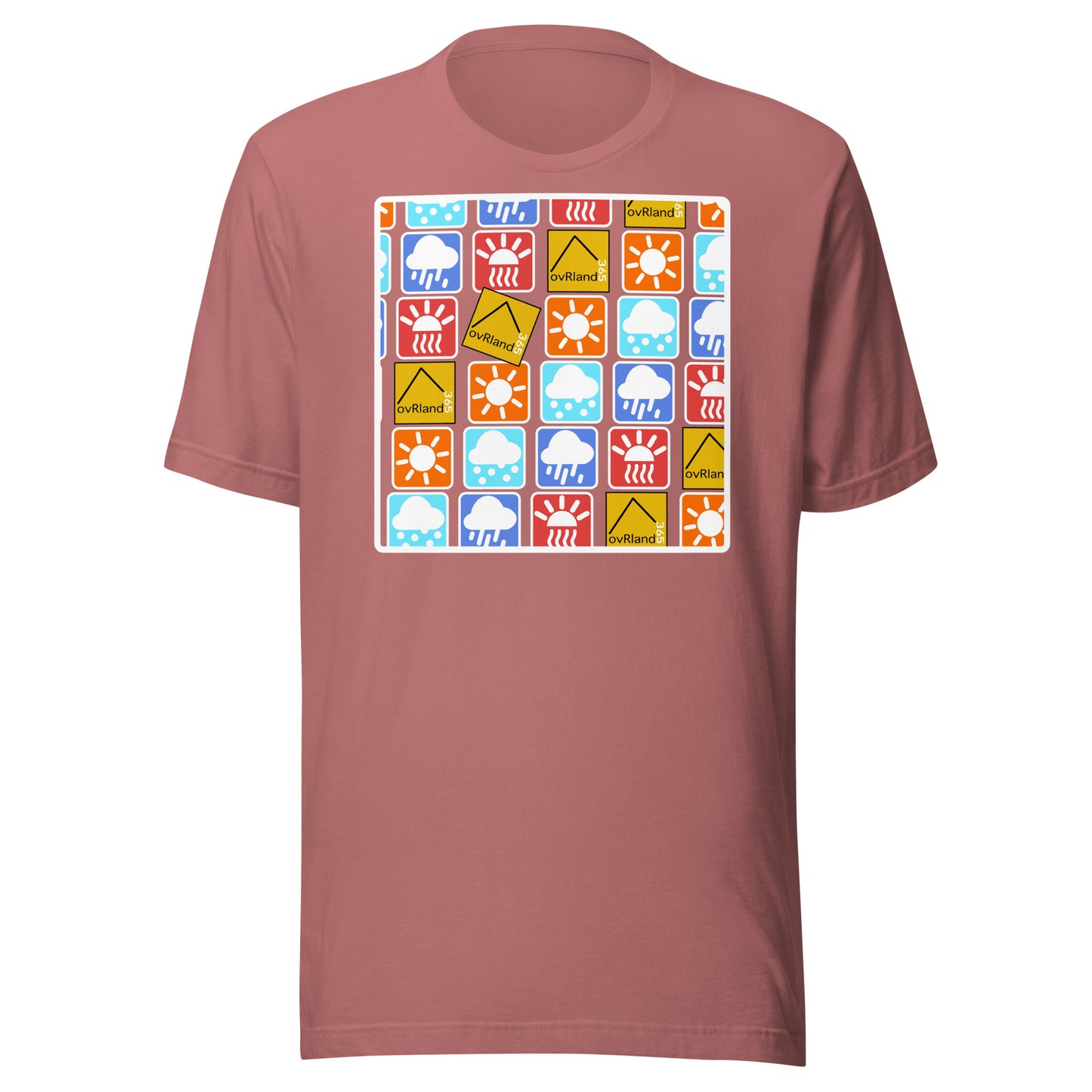 Overland 365 - Weather Icons. Pink T-shirt. overland365.com