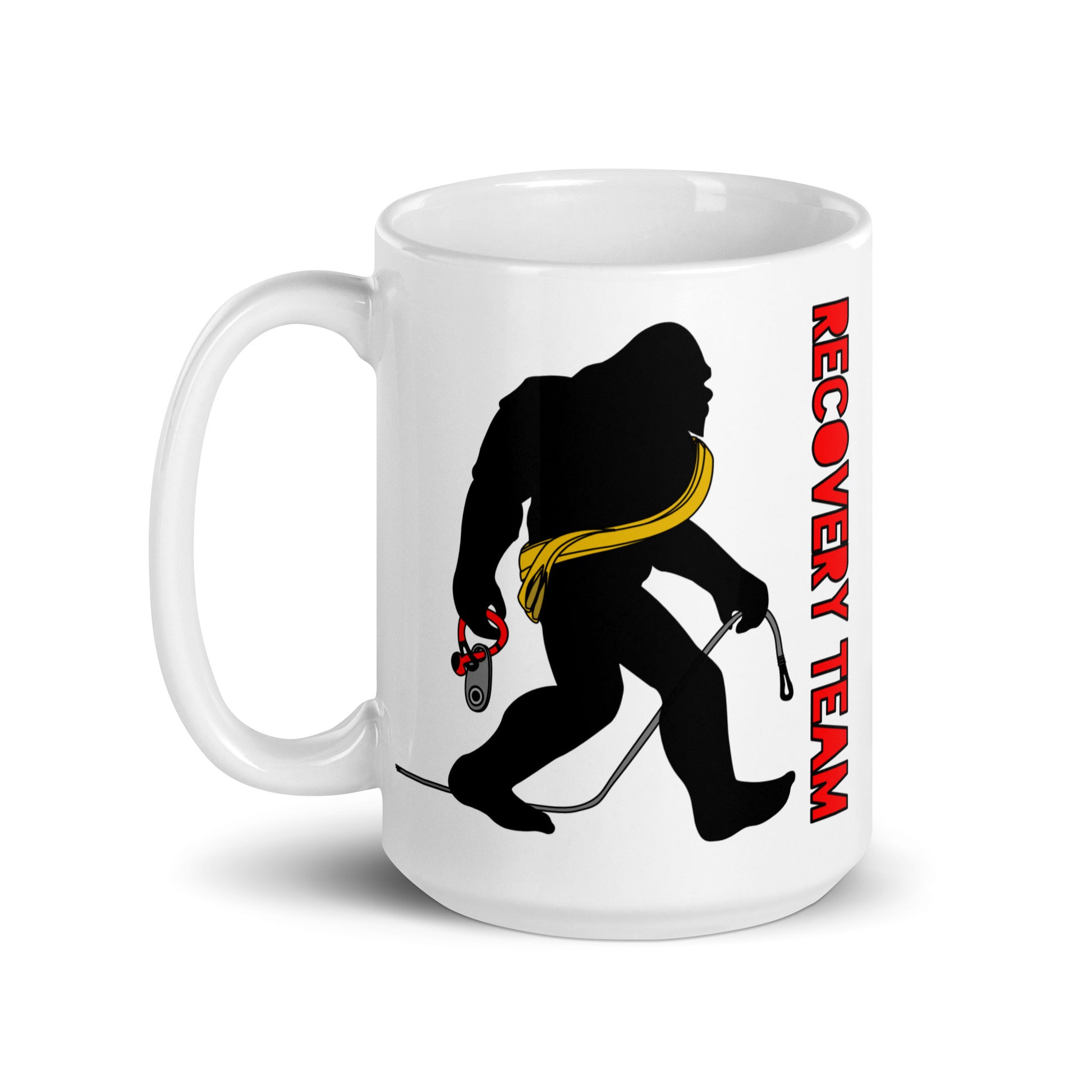 Bigfoot Recovery Team. 15oz coffee mug. side view. overland365.com