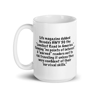 Loneliest Road in America 15 oz coffee mug. back view. overland365.com