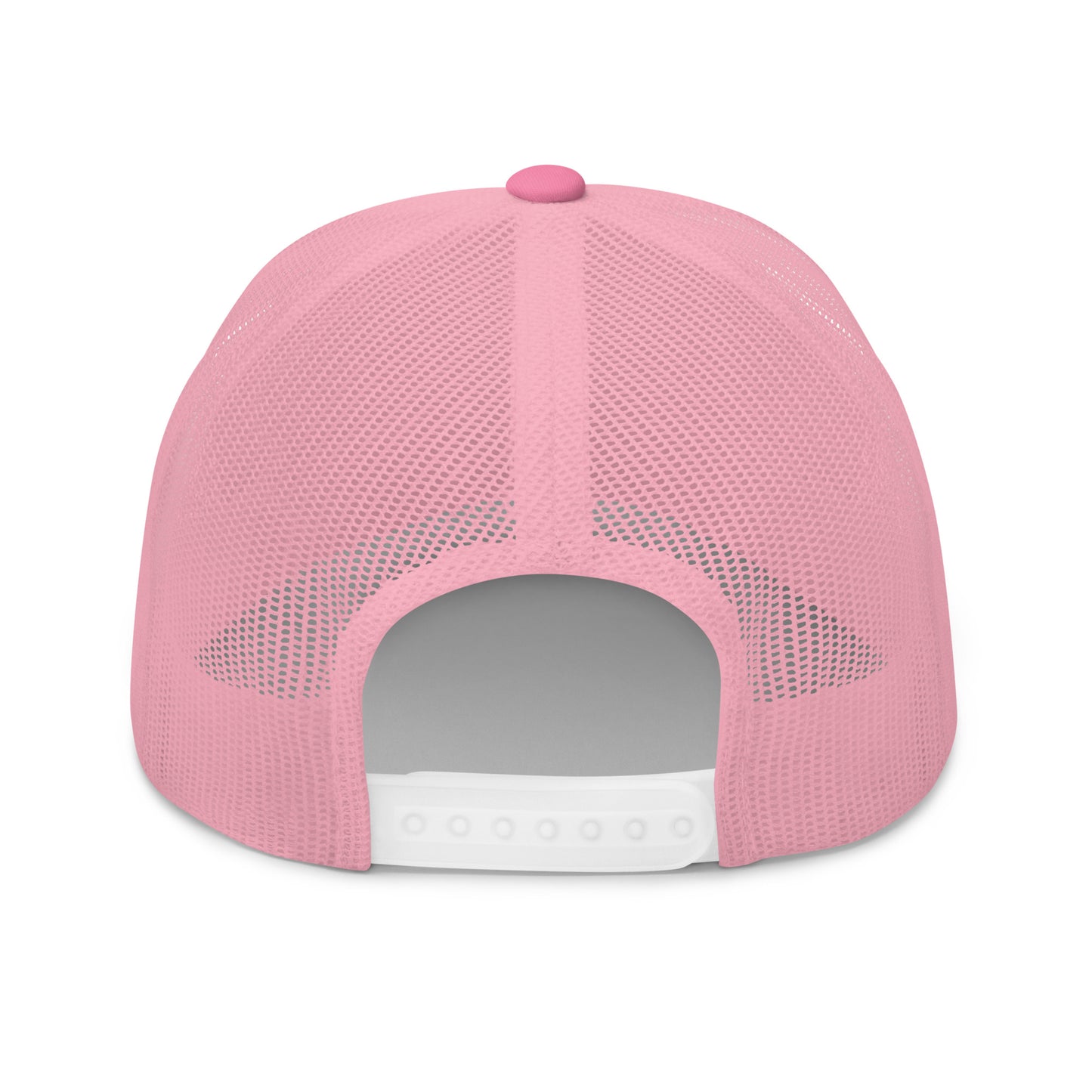 Pink Snap Back Trucker Cap with our square 365 logo. back facing. overland365.com